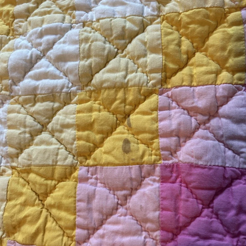 Prarie Point Rainbow Quilt Handmade Patchwork Stair Step 70